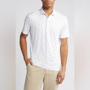 johnnie-O Sergio Lizard Print Performance Polo XL white featherweight golf